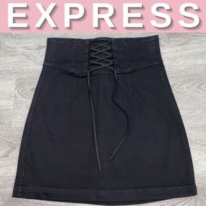 NEW Express Lace-up Front Denim Skirt; 10
